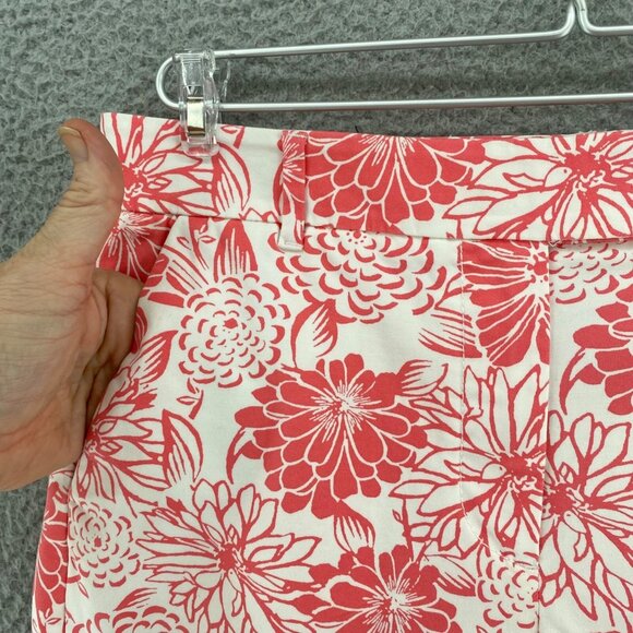 Talbots Pants Womens 8 Petite Perfect Skimmer Coral Floral Stretch Cropped Capri - Picture 5 of 12